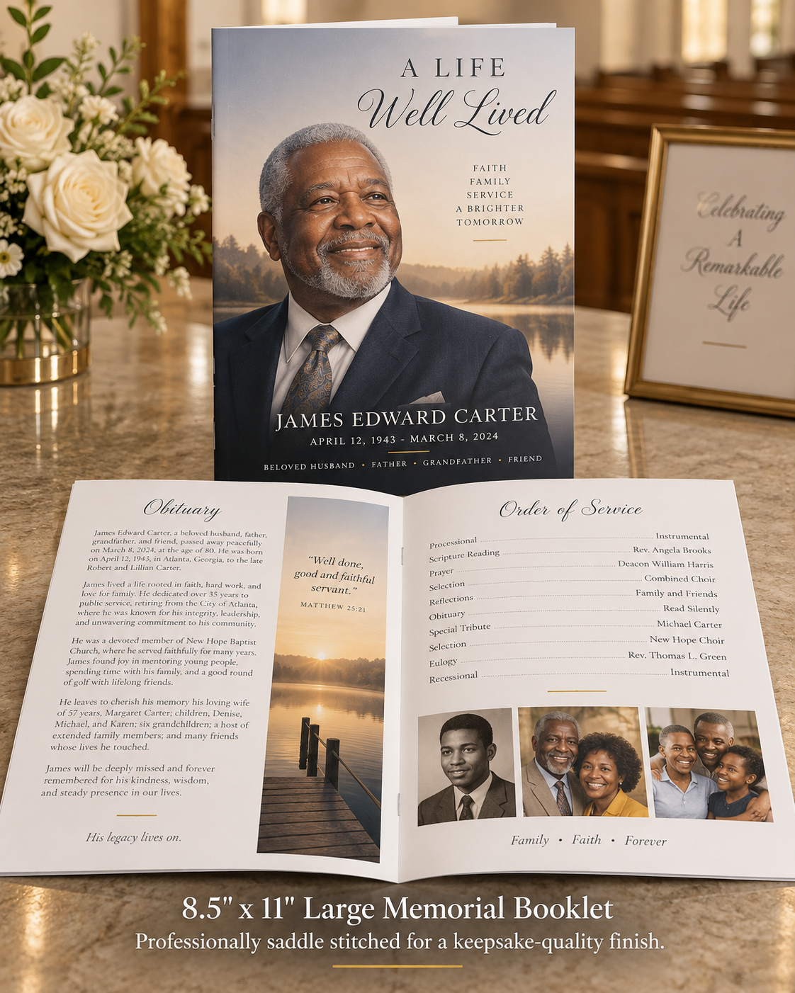 Large Memorial Booklet —8.5" x 11"