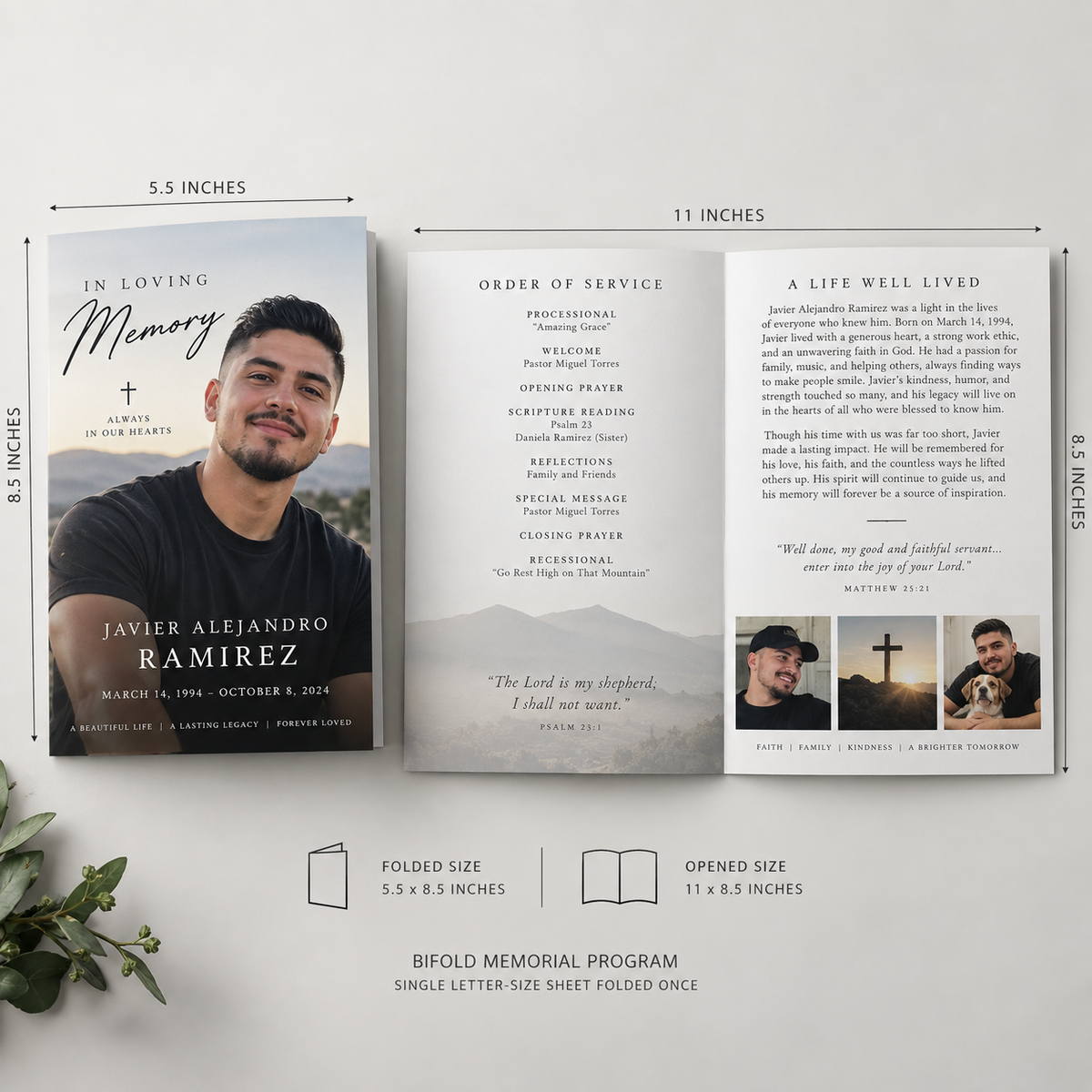 Classic Bifold Memorial Program — 5.5 × 8.5 finished